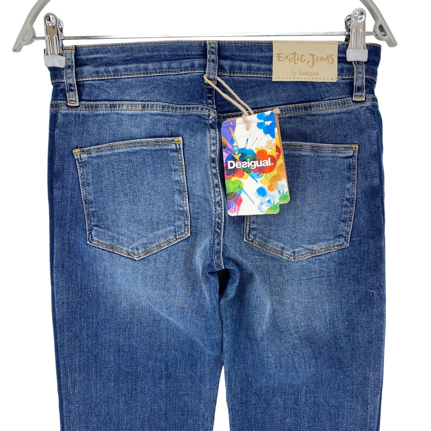 Desigual MAGGY Women Blue Regular Flared Bootcut Fit Cropped Jeans W26