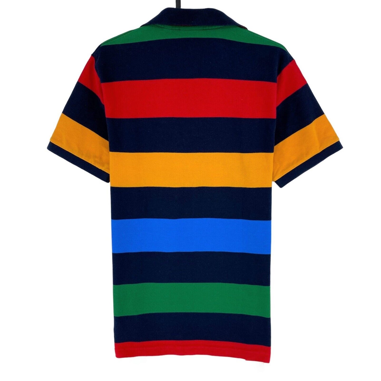 GANT Navy Blue Striped Pique Rugger Polo Neck Shirt Size S