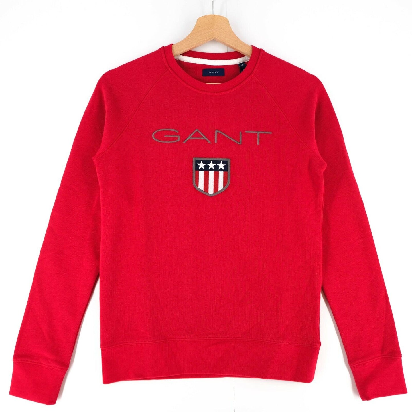 GANT Red Crew Neck Cotton Blend Shield Logo Sweatshirt Sweater Jumper Size XS