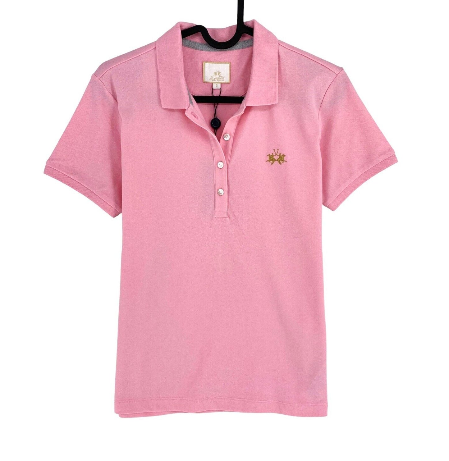 LA MARTINA Women Pink SS Piquet Polo Shirt Size 3 / M