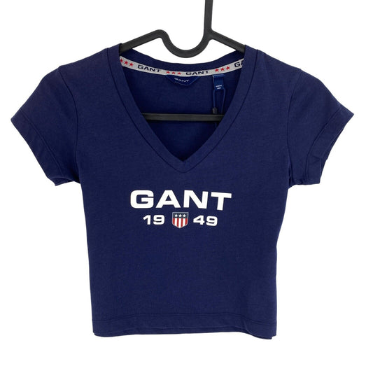 GANT Girls Navy Blue Retro Shield V Neck T Shirt Size 7-8 Years 122/128 cm