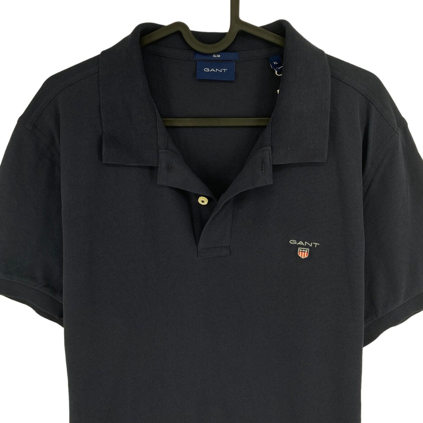 GANT Men Navy Blue Original Slim Fit Pique Short Sleeve Polo Shirt Size XL