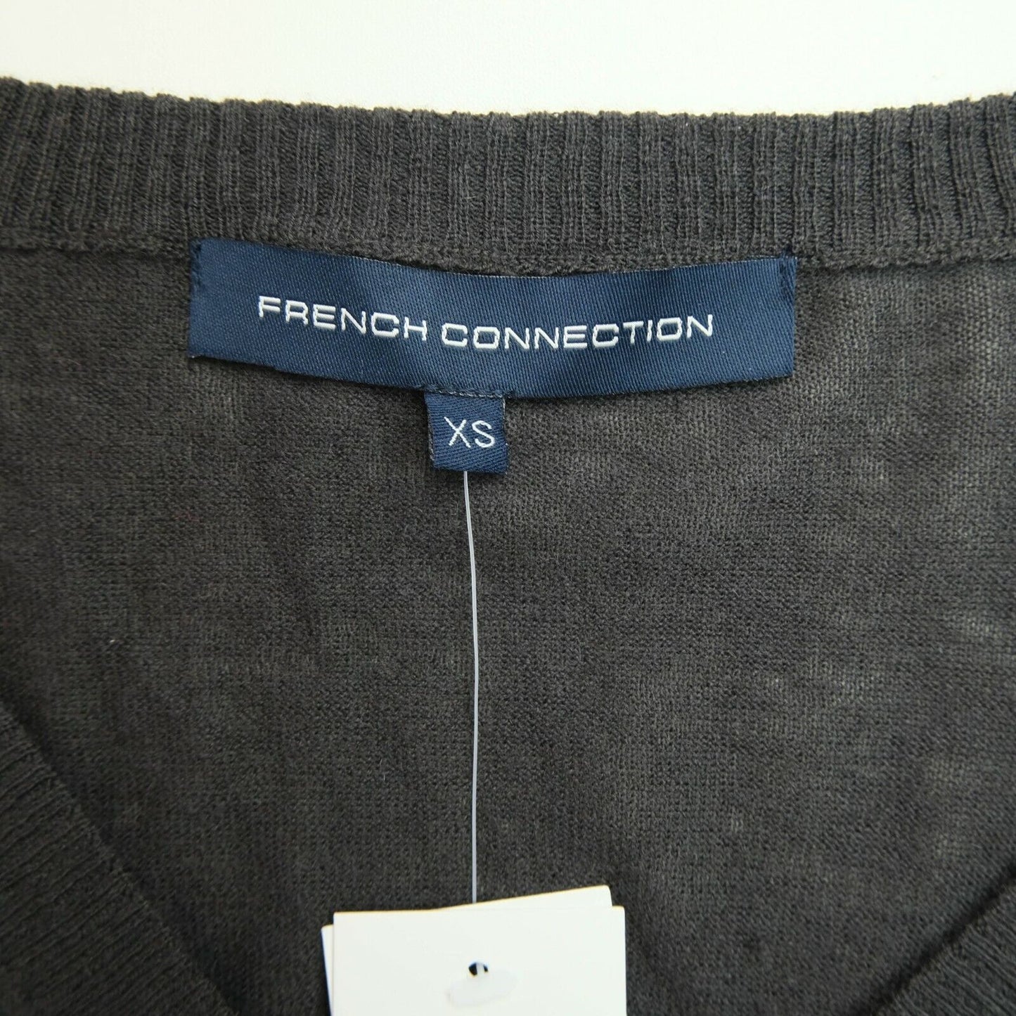 FRENCH CONNECTION Brown V Neck Wool Blend Long Jumper Sweater Size XS