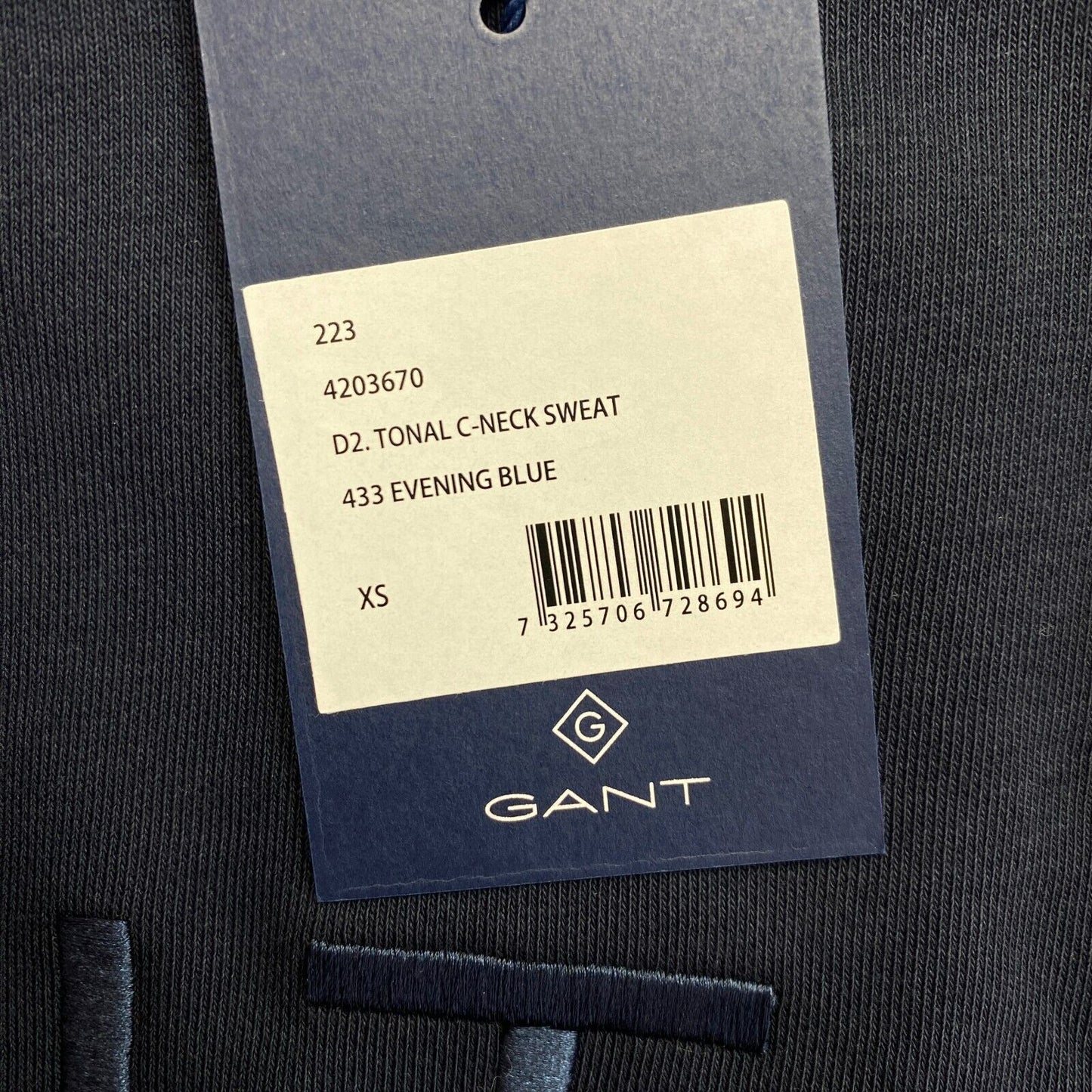 GANT Navy Blue Tonal Crew Neck Sweater Jumper Size XS