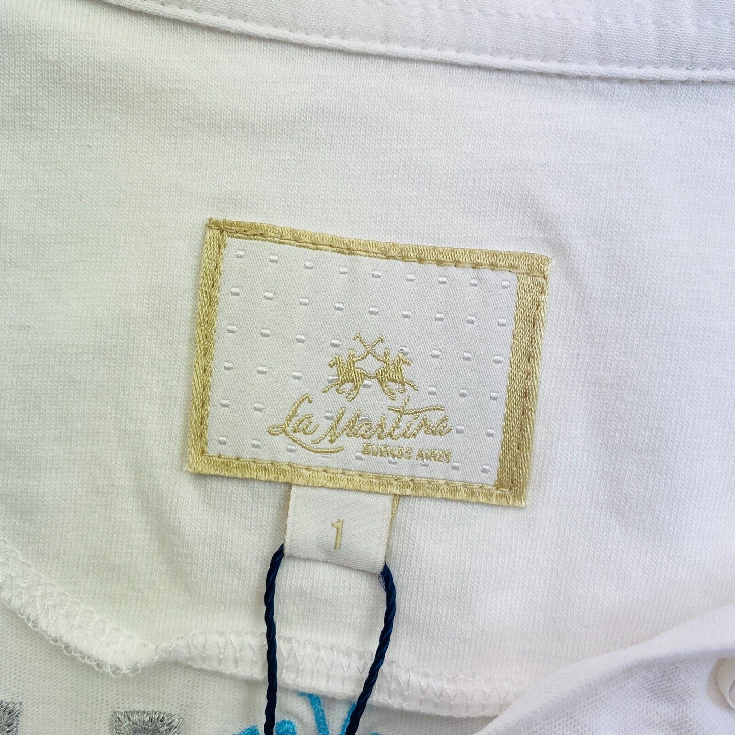 LA MARTINA Polo Manches Longues Jersey de Coton Blanc Taille 1 / XS