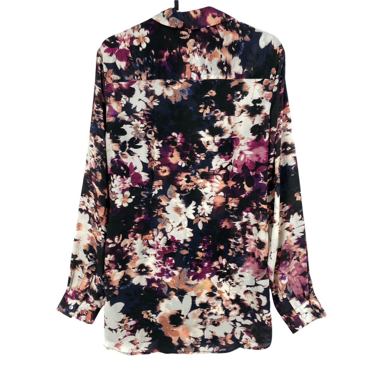 LA MARTINA Black Floral Print Silk Satin Shirt Size 2 / S