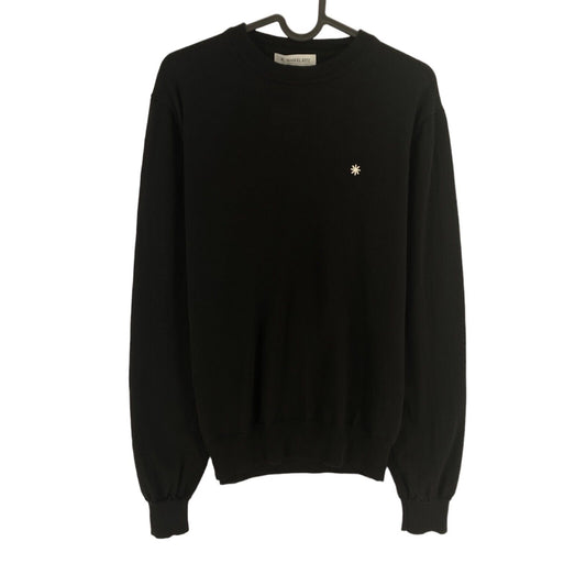 MANUEL RITZ Noir 100% Laine Crew Neck Pull Pull Taille M