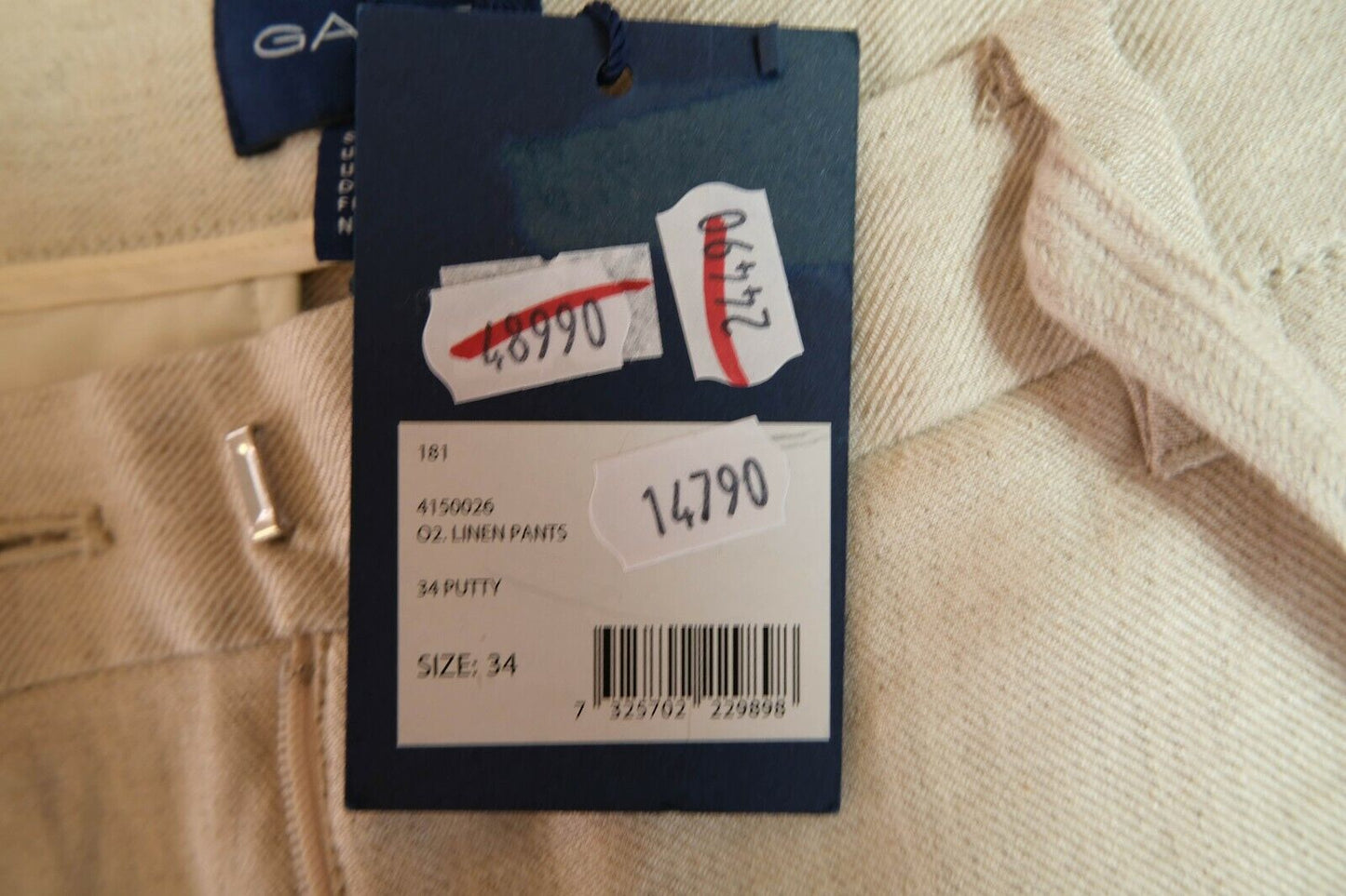 GANT Beige Linen Pants Trousers Size EUR 34 UK 8 US 4