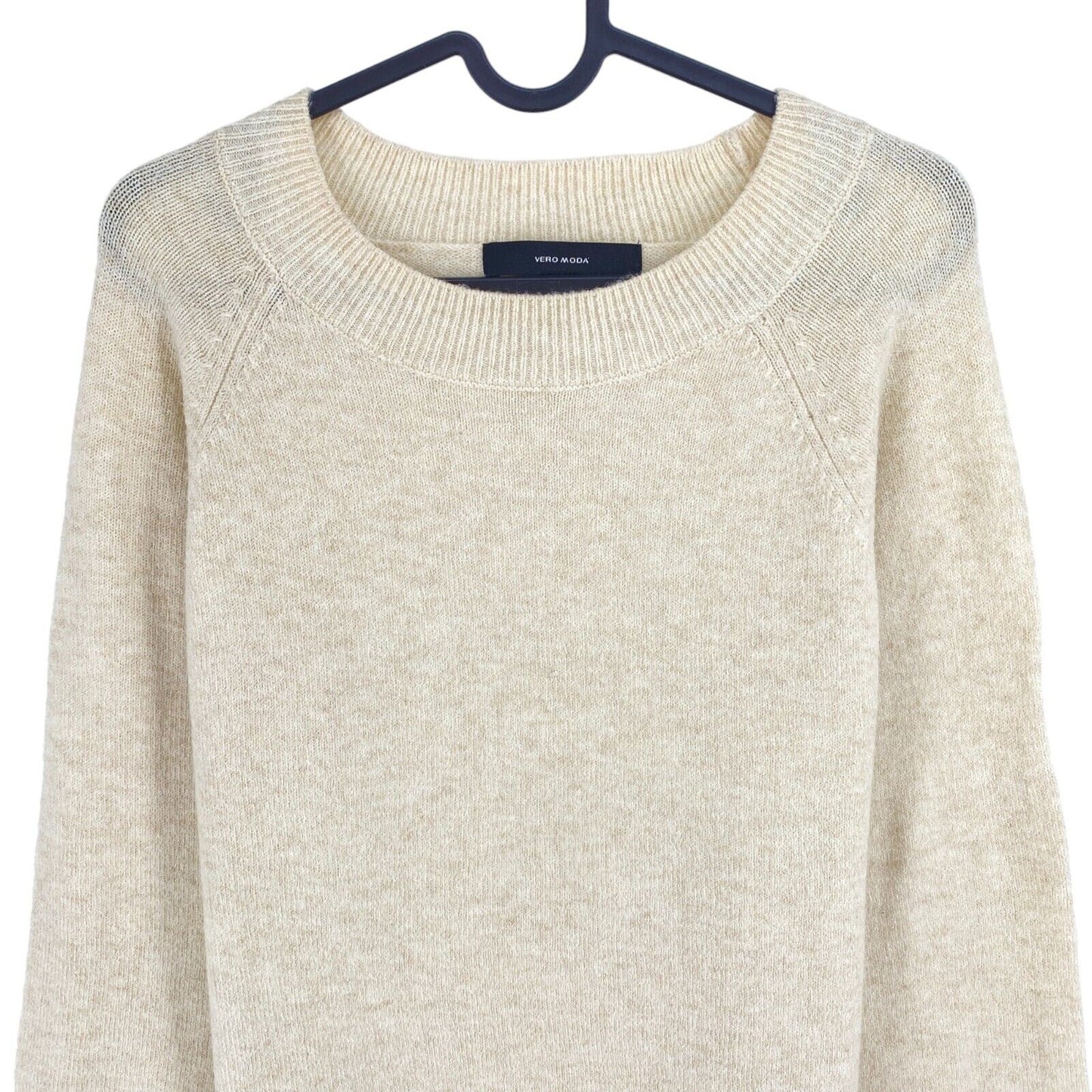 VERO MODA Womens Beige Crew Neck Long Sweater Jumper Size M