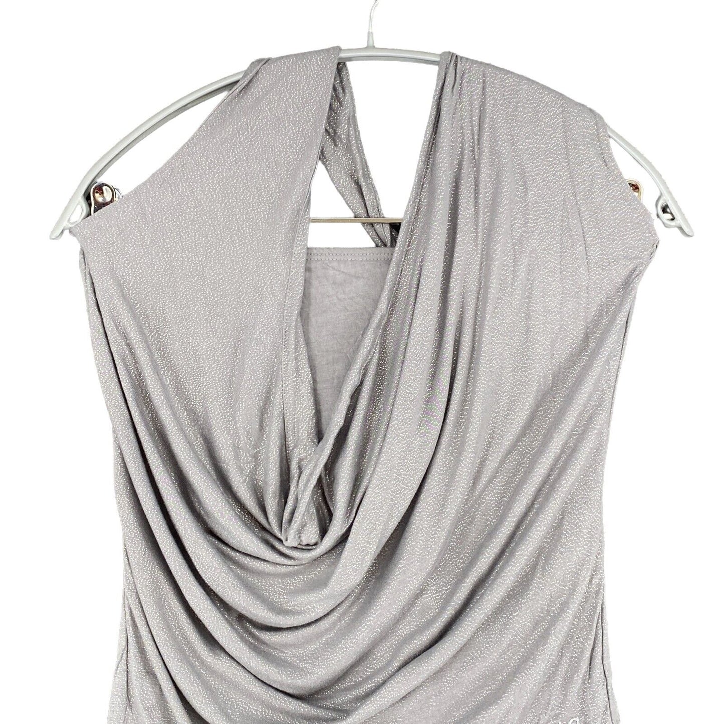 GOLDDIGGA Frost Grey Sleeveless Scoop Neck Halter Top Blouse Size XS S