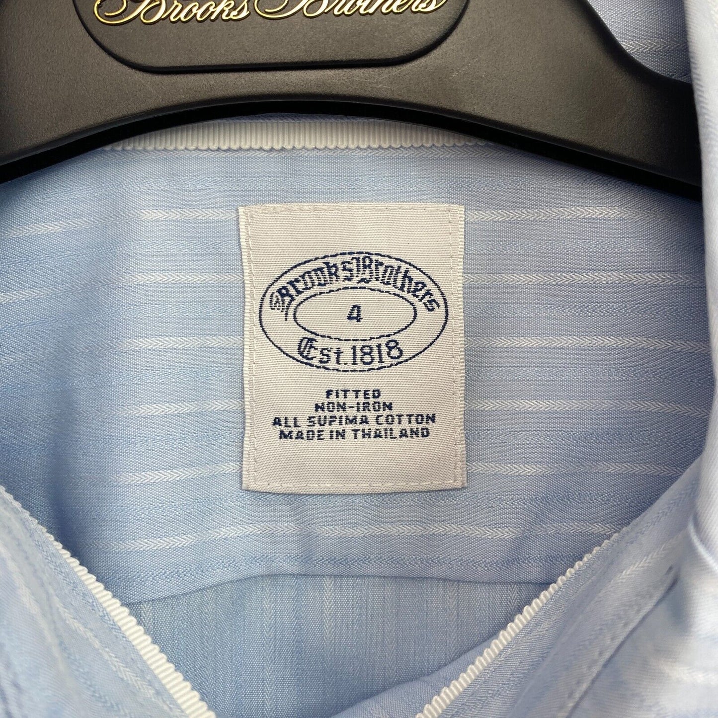 Brooks Brothers Blau gestreiftes tailliertes Hemd aus Supima-Baumwolle, Größe EU 36 UK 10 US 4