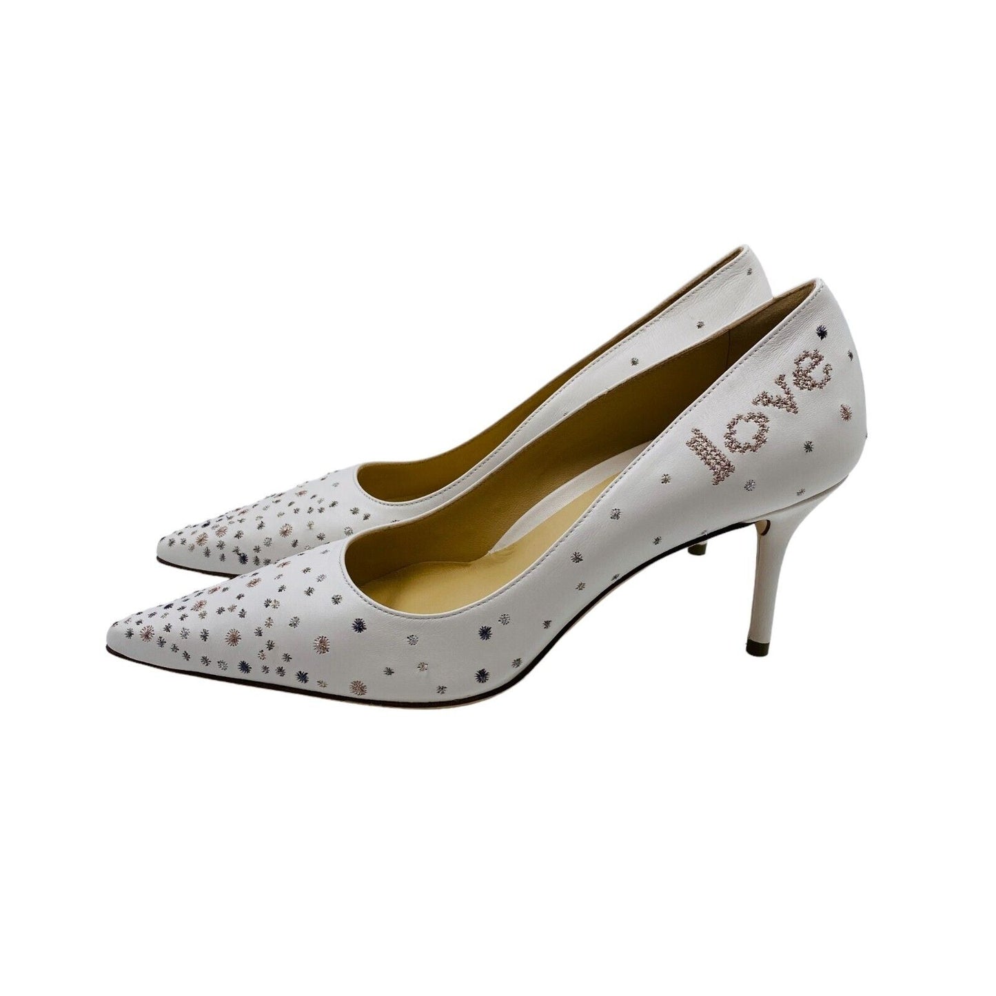 KIKI PRICE White Love Wins Leather Courts Shoes Pumps Size EUR 37 UK 4 US 6