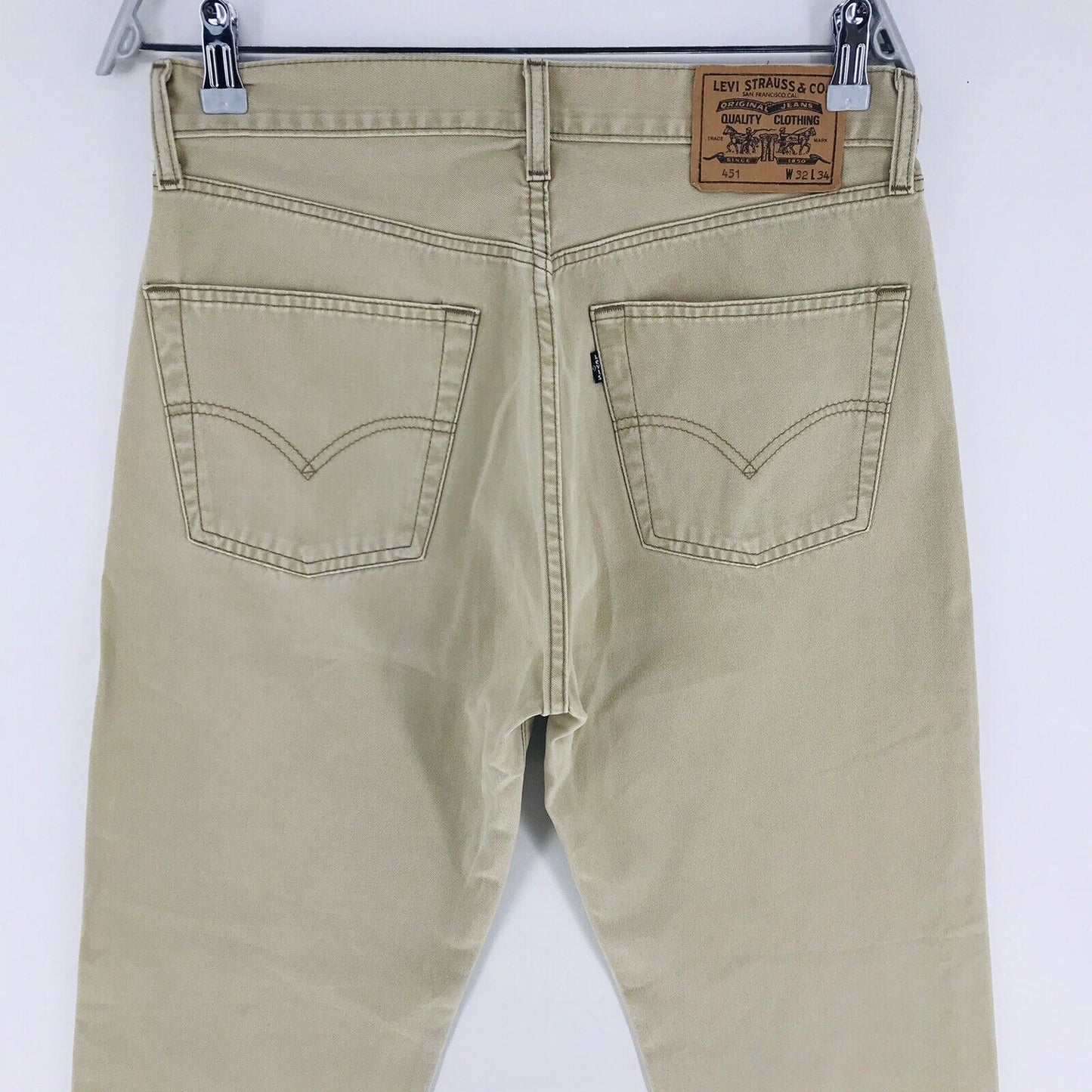 Vintage Levi's 451 Beige Regular Straight Fit Jeans Size W32 L32