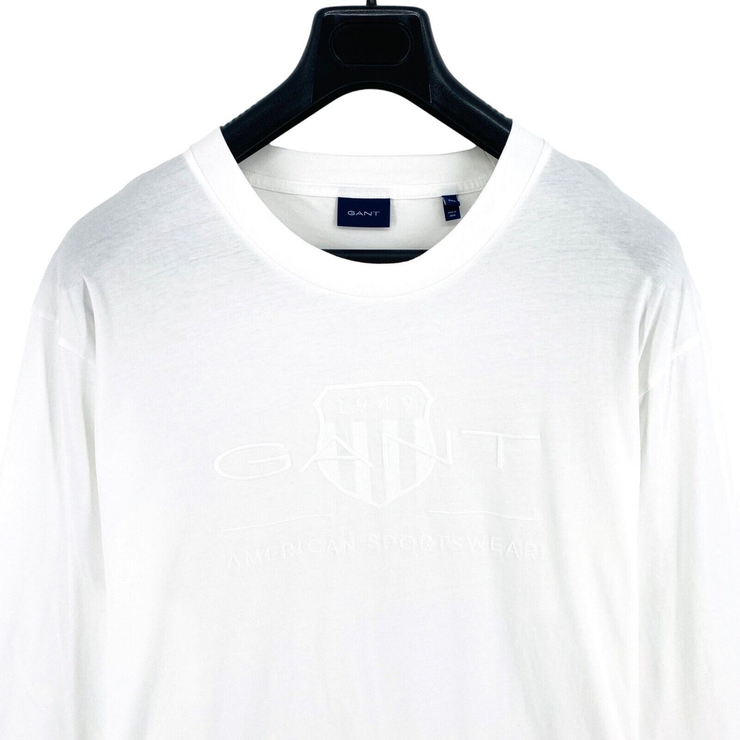 GANT White Tonal Archive Shield Crew Neck Long Sleeves T Shirt Size 4XL