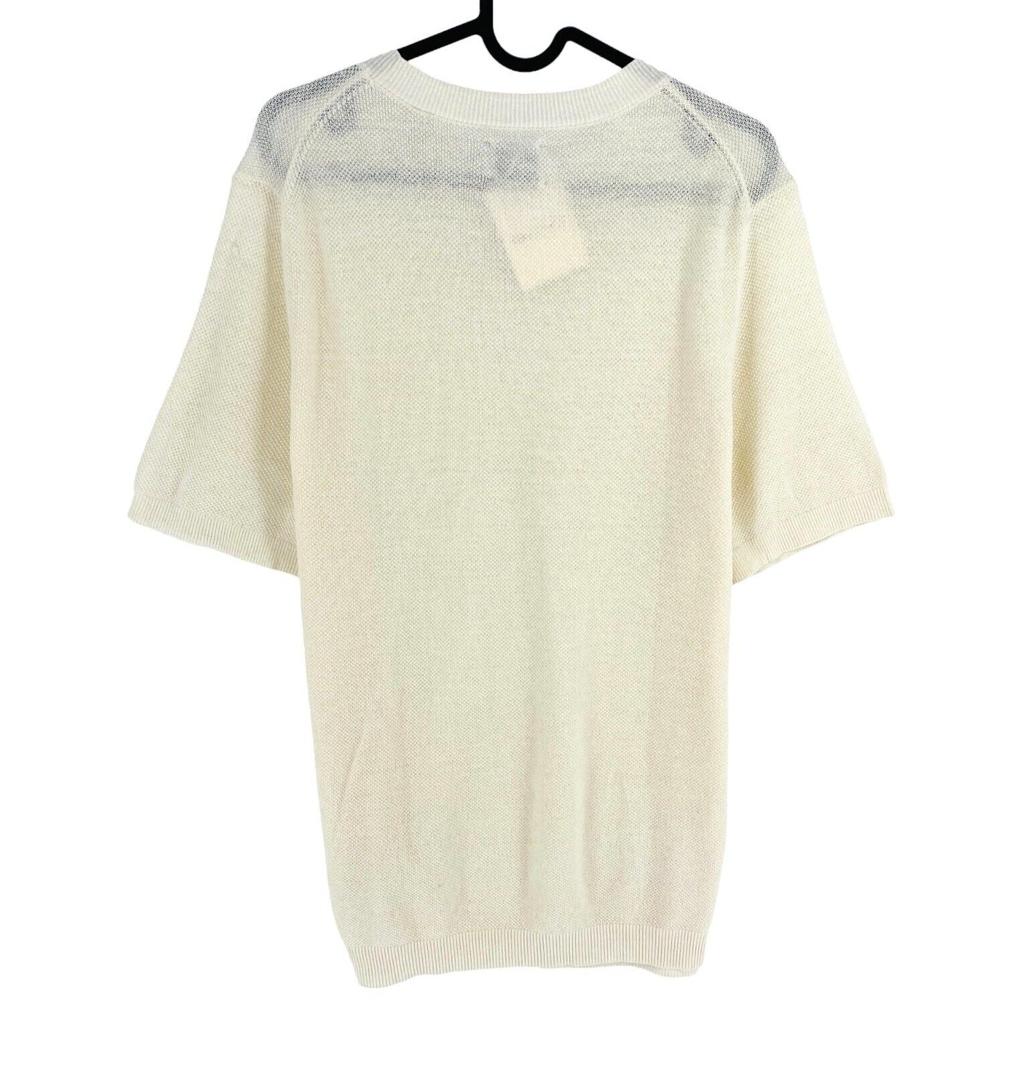 GANT Men Beige Pique Crew Neck Short Sleeve T Shirt Size M