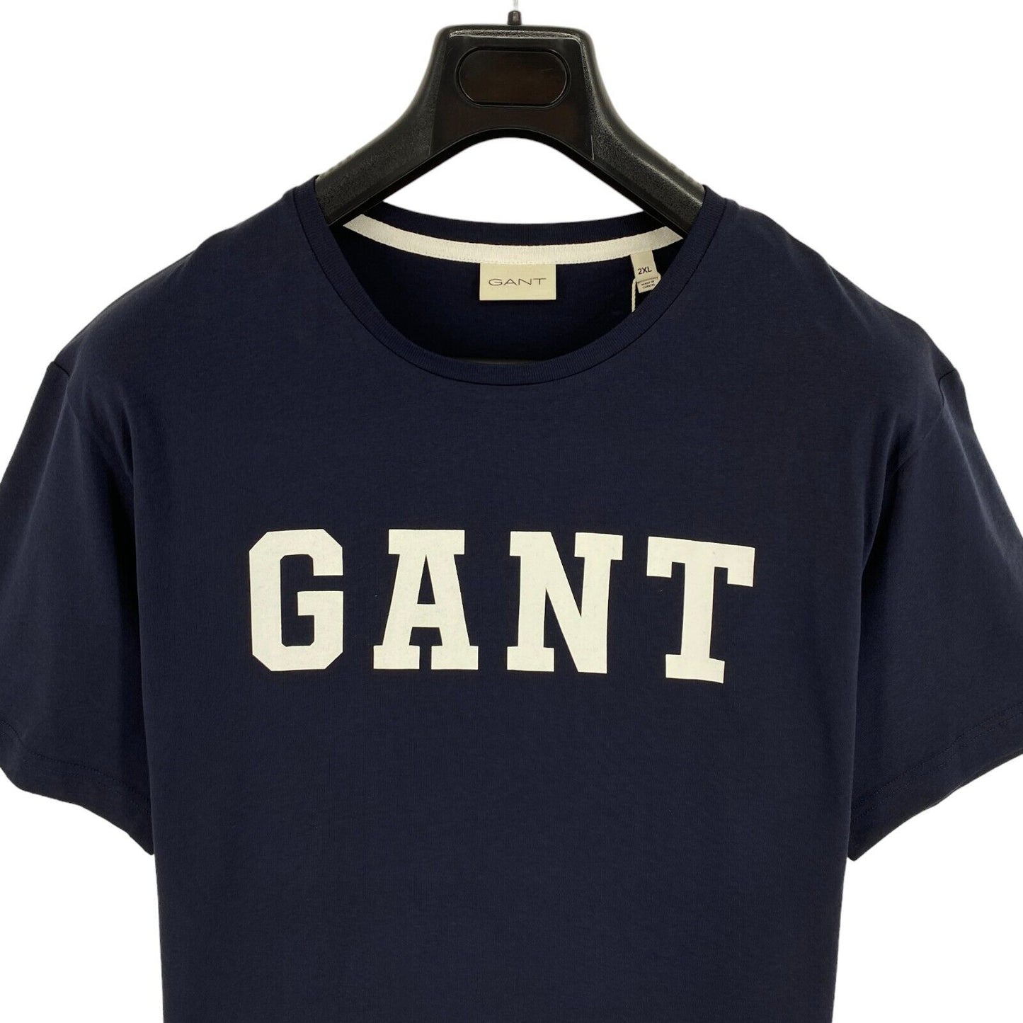 GANT Men Navy Blue Logo Crew Neck Short Sleeves T Shirt Size 2XL XXL