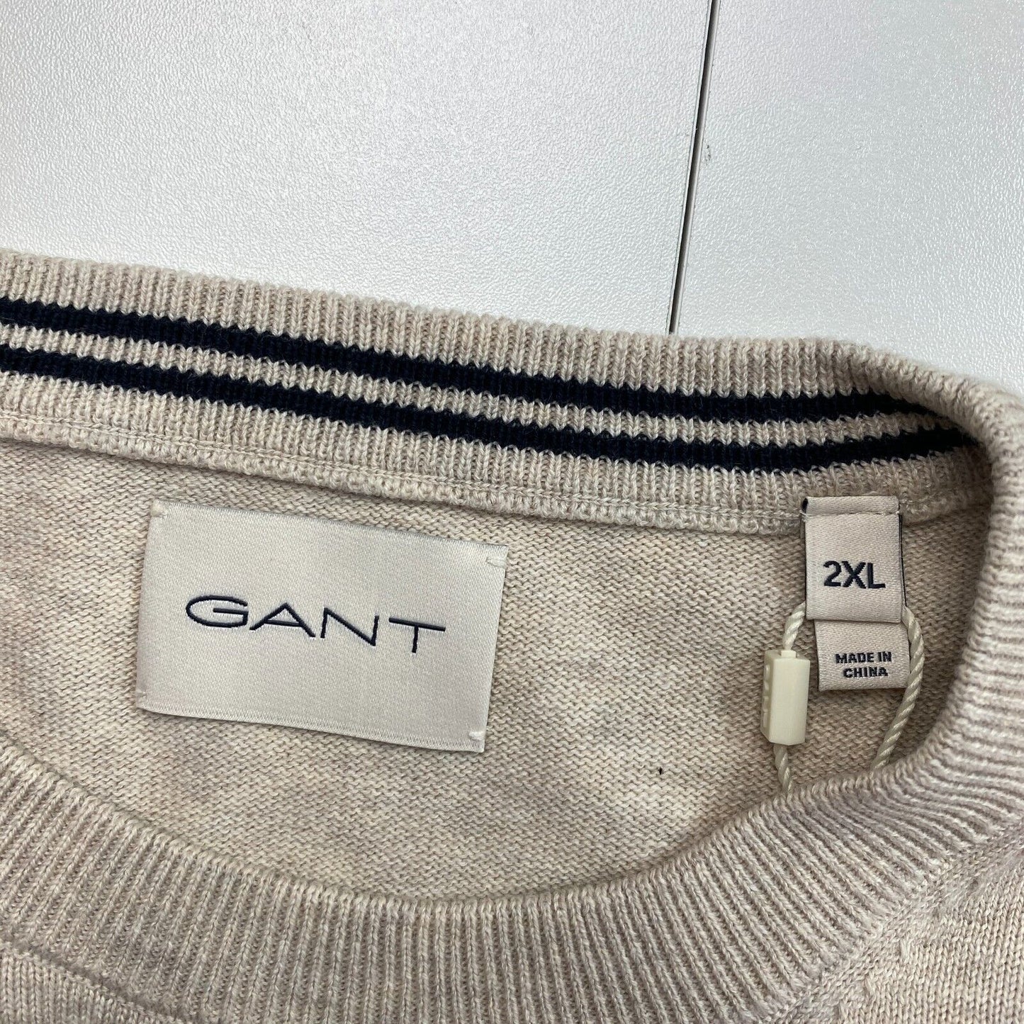 GANT Beige Cotton Crew Neck Jumper Sweater Size 2XL XXL