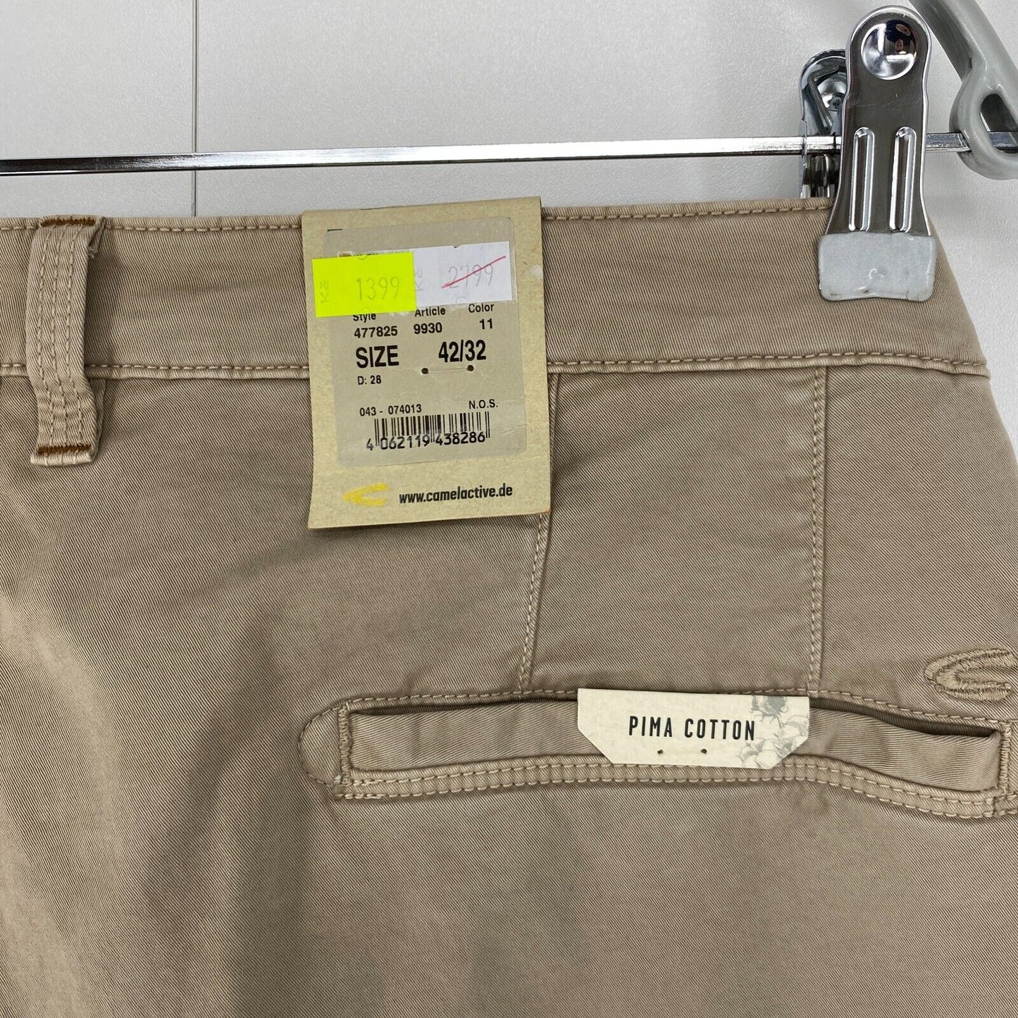 Camel Active Pantalon chino coupe slim moderne MADISON beige W42 L32