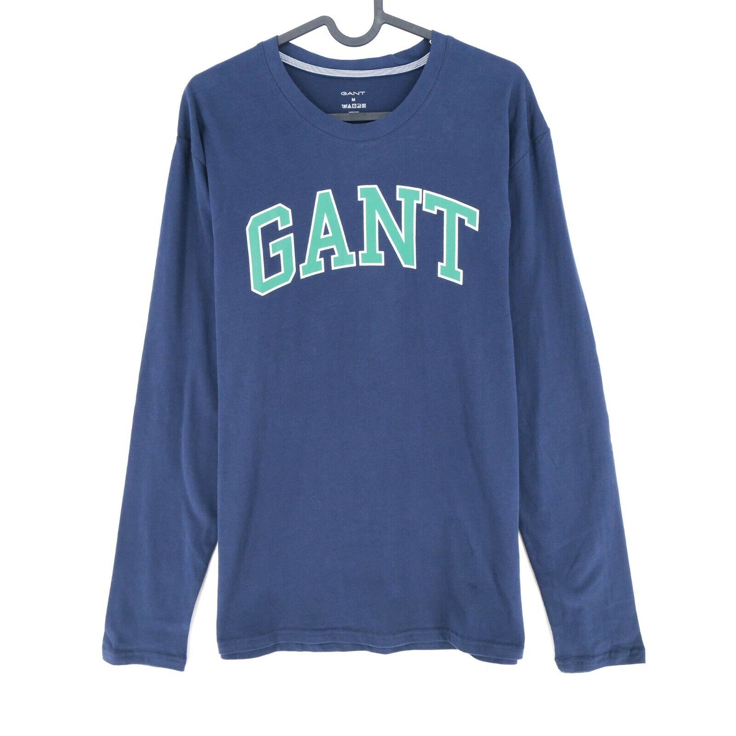 GANT Navy Blue Big Logo Crew Neck Long Sleeves T Shirt Size M