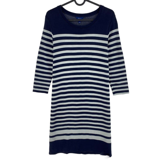 GANT Navy Blue Striped Crew Neck Long Sleeves Dress Size S