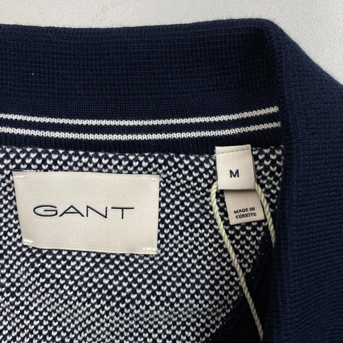 GANT Bleu Marine Coton Piqué Polo Jumper Pull Taille M