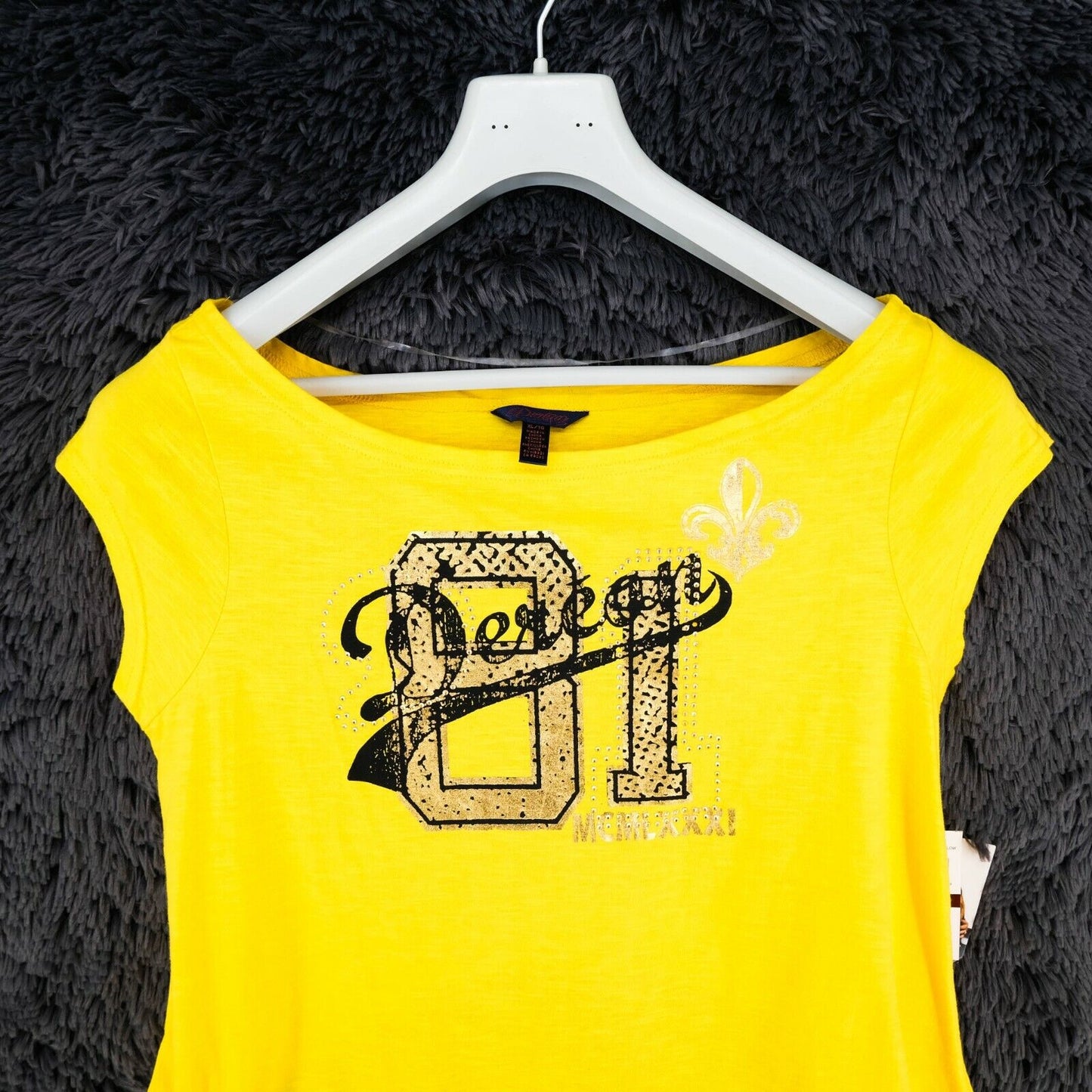 DEREON Yellow Asymmetric Round Neck Top T Shirt Size XL