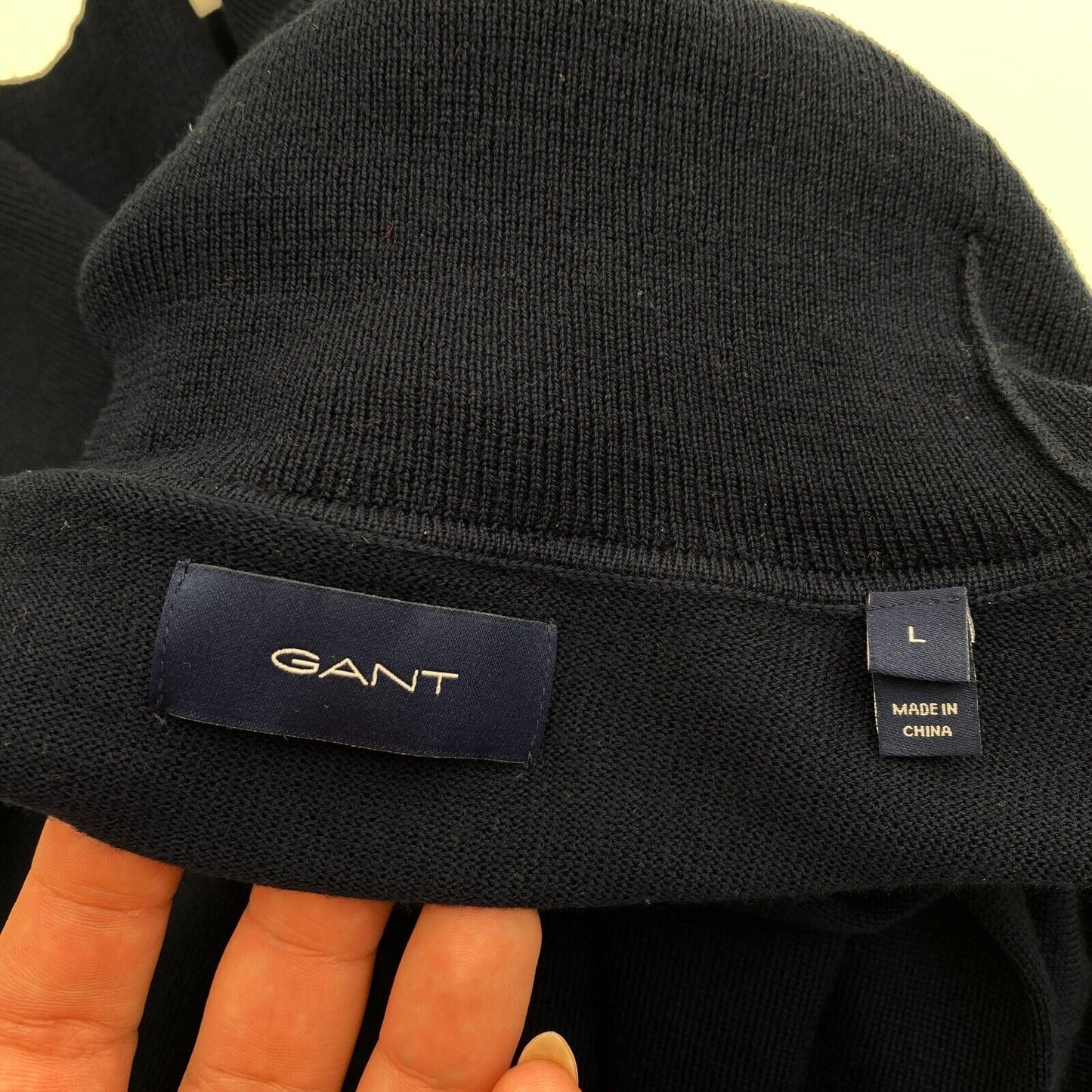 GANT Men Navy Blue Wool Turtle Neck Sweater Jumper Size L