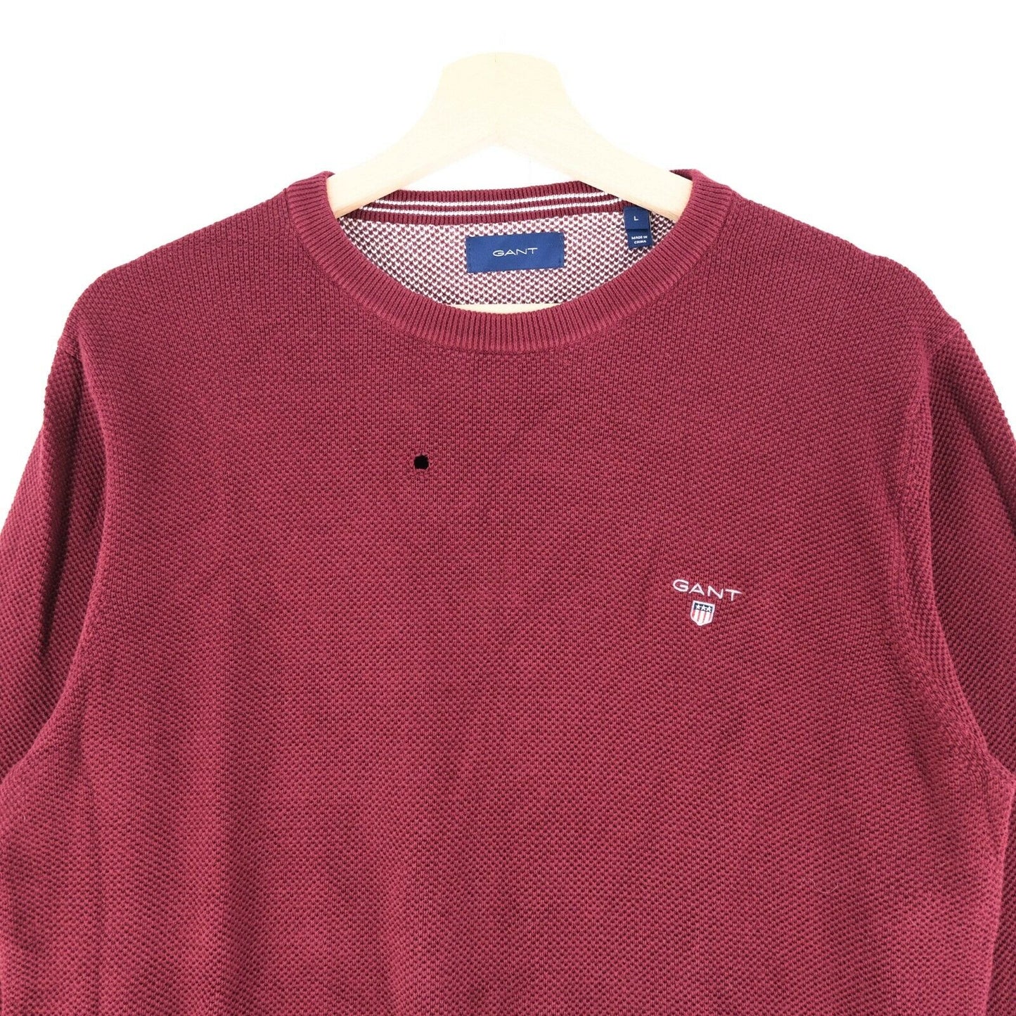 GANT Cherry Red Crew Neck 100% Cotton Jumper Sweater Pullover Size L