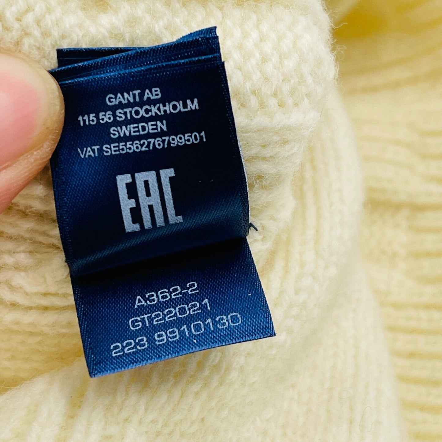 GANT Beanie-Mütze, 100 % Wolle, grobes Zopfmuster, Milchweiß, Einheitsgröße