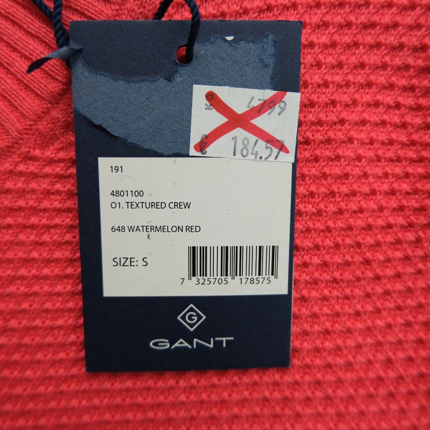 GANT Red Crew Neck Textured Sweater Jumper Size S