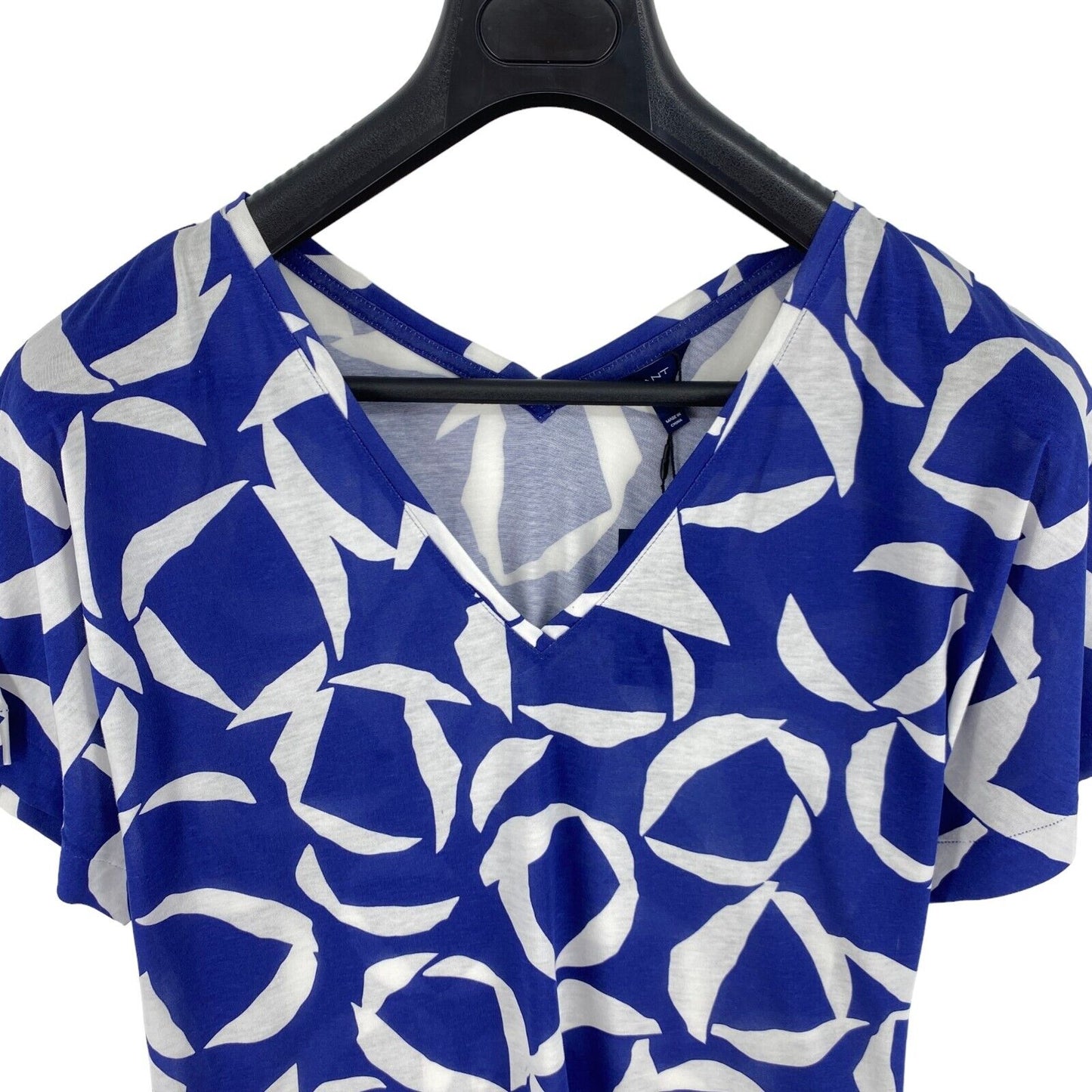 GANT Blue Crescent Bloom V Neck Blouse Size L