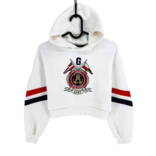 GANT Weißer Sailing Crest Crop Hoodie Pullover Pullover Größe 9-10 Jahre 134/140 cm