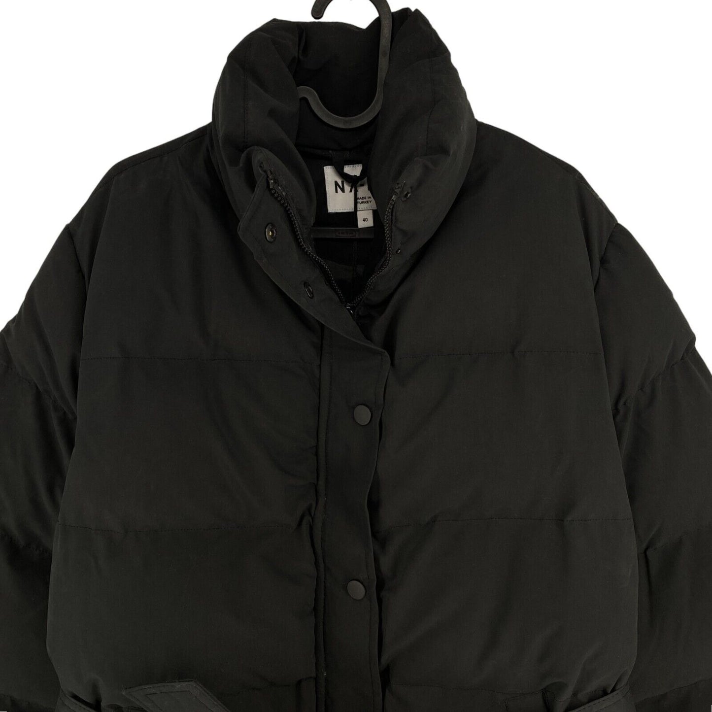 NAKD Black Belted Padded Jacket Coat Size EU 40 UK 12 US 10