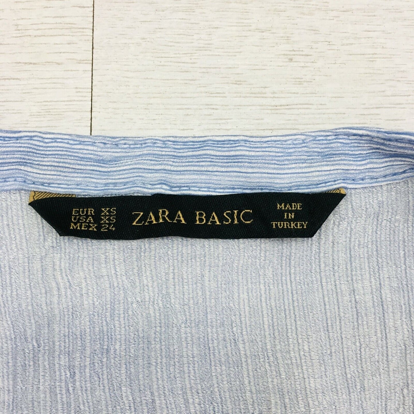 ZARA Blue Thin Viscose Shirt Top Blouse Size XS