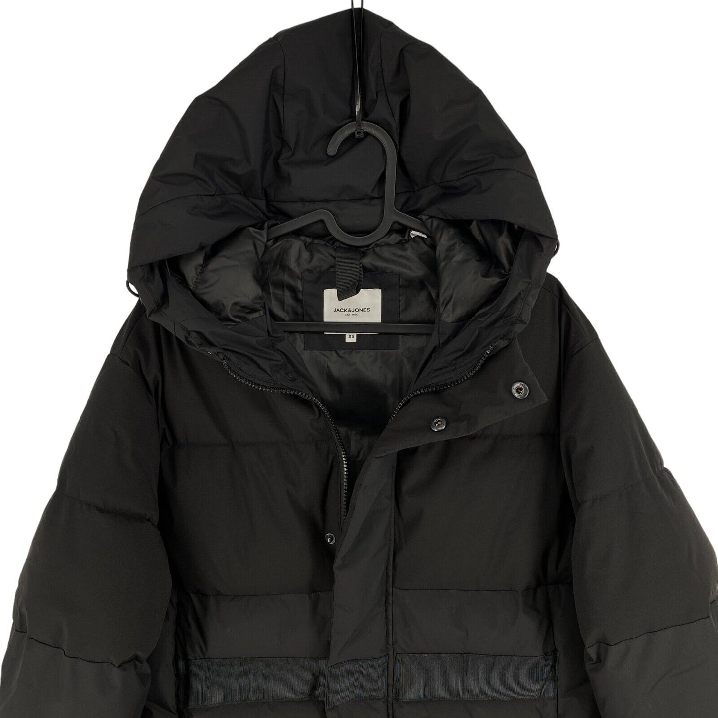 JACK&JONES Men Black Force Hooded Puffer Coat Jacket Size XS