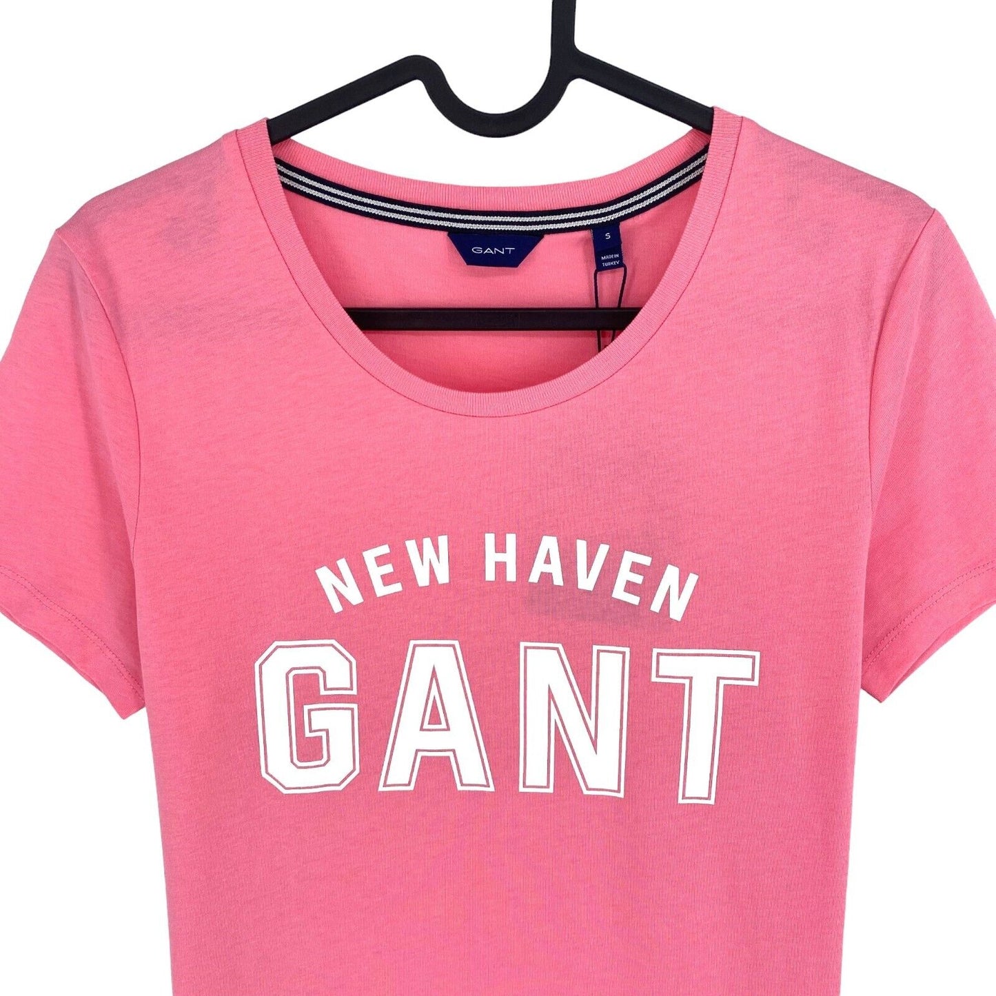 GANT Women Pink Logo Crew Neck T Shirt Size S