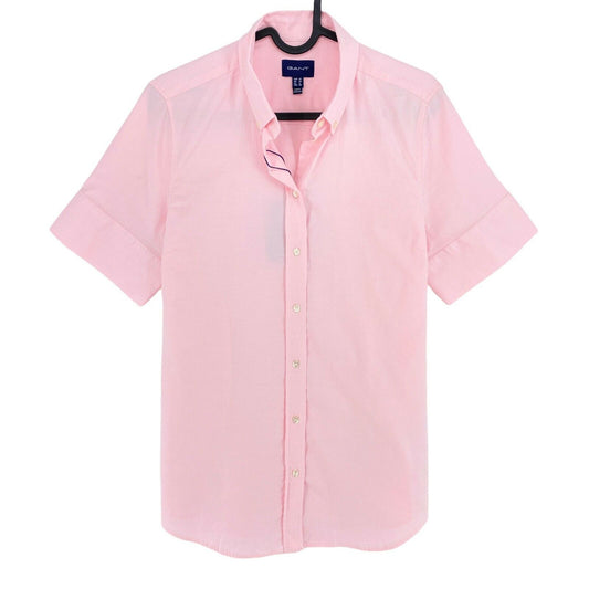 GANT Pink Stretch Oxford Solid Short Sleeves Shirt Size EU 38 UK 10 US 8