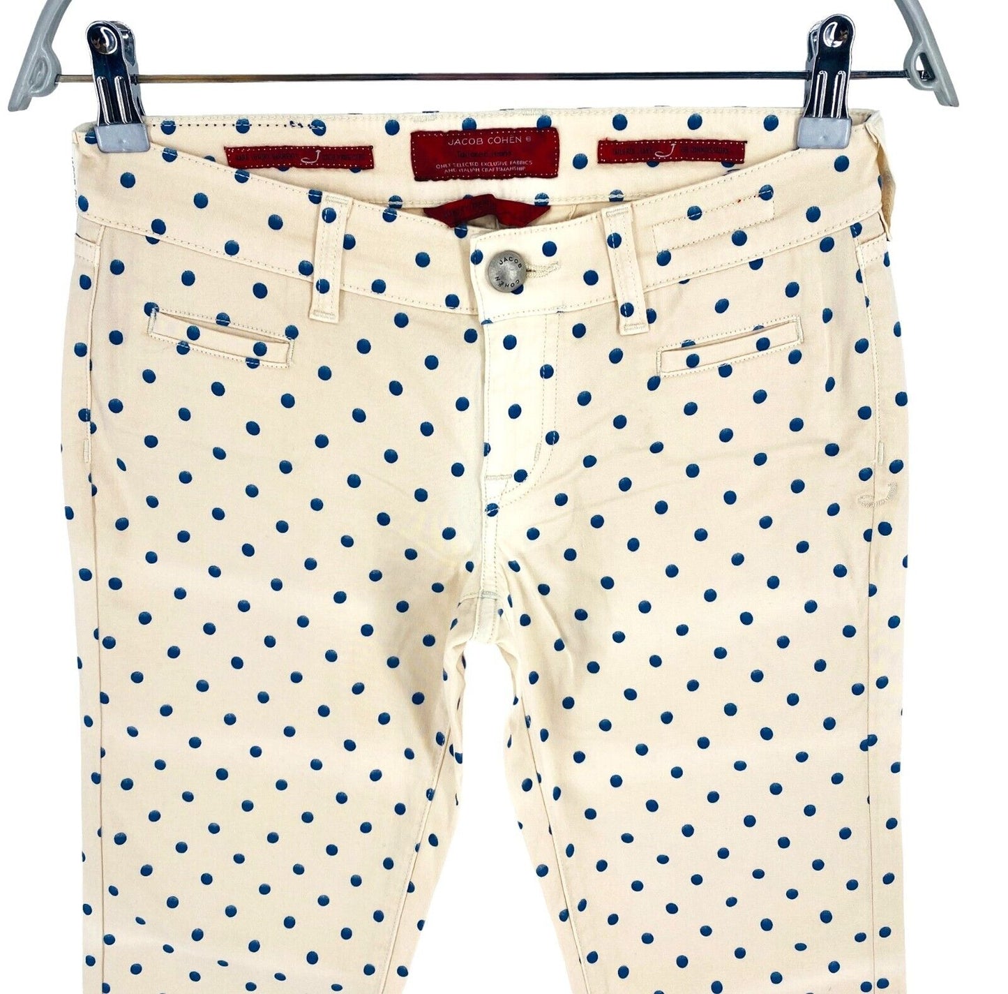 JACOB COHEN Women J7209 Beige Polka Dot Chino Pants Trousers Size W26 L28