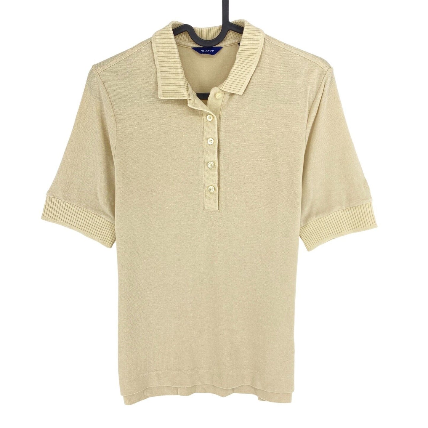 GANT Light Brown Detail Collar Pique Polo Shirt Size M