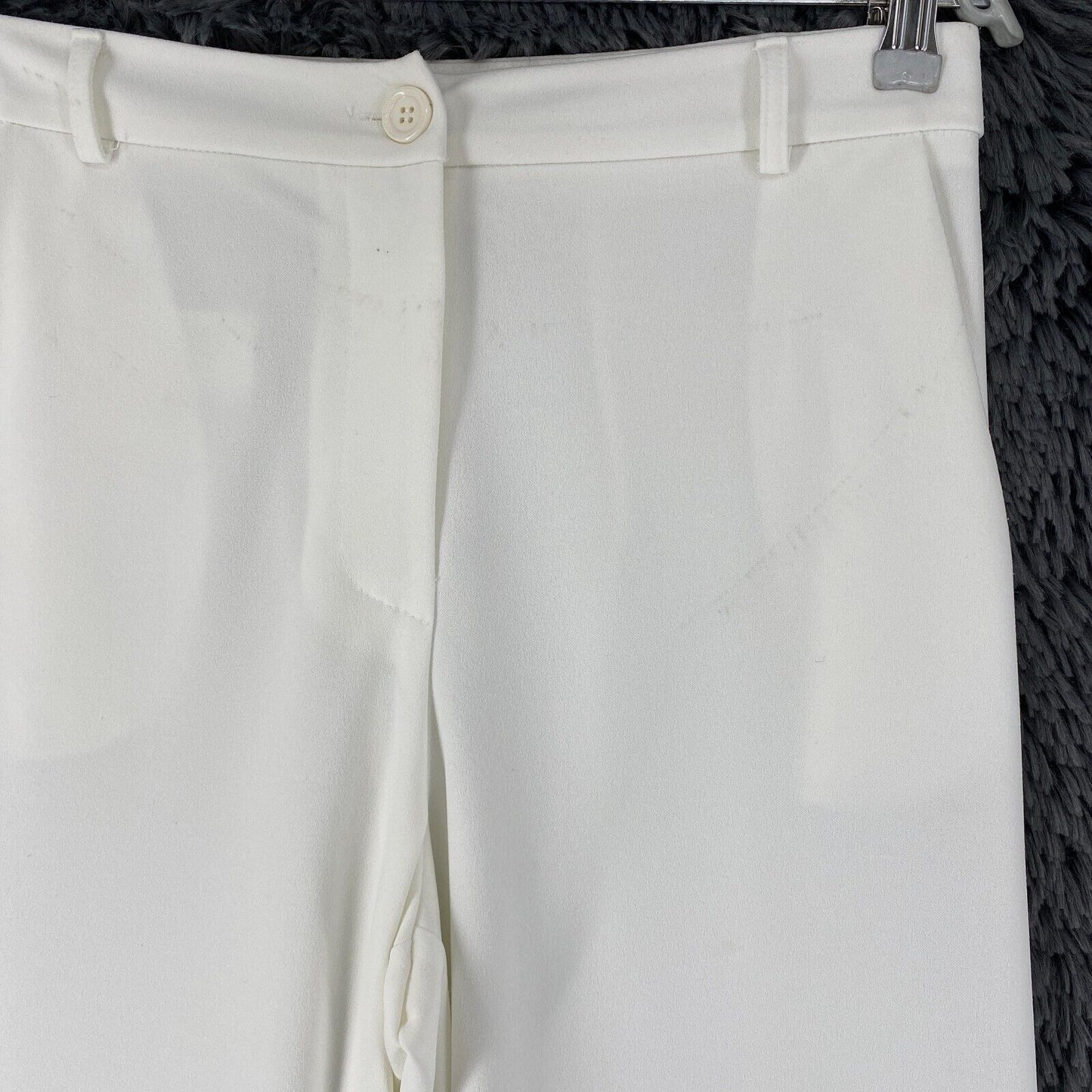 IMPERIAL Women White Relaxed Wide Leg Fit Dress Trousers Size L W30