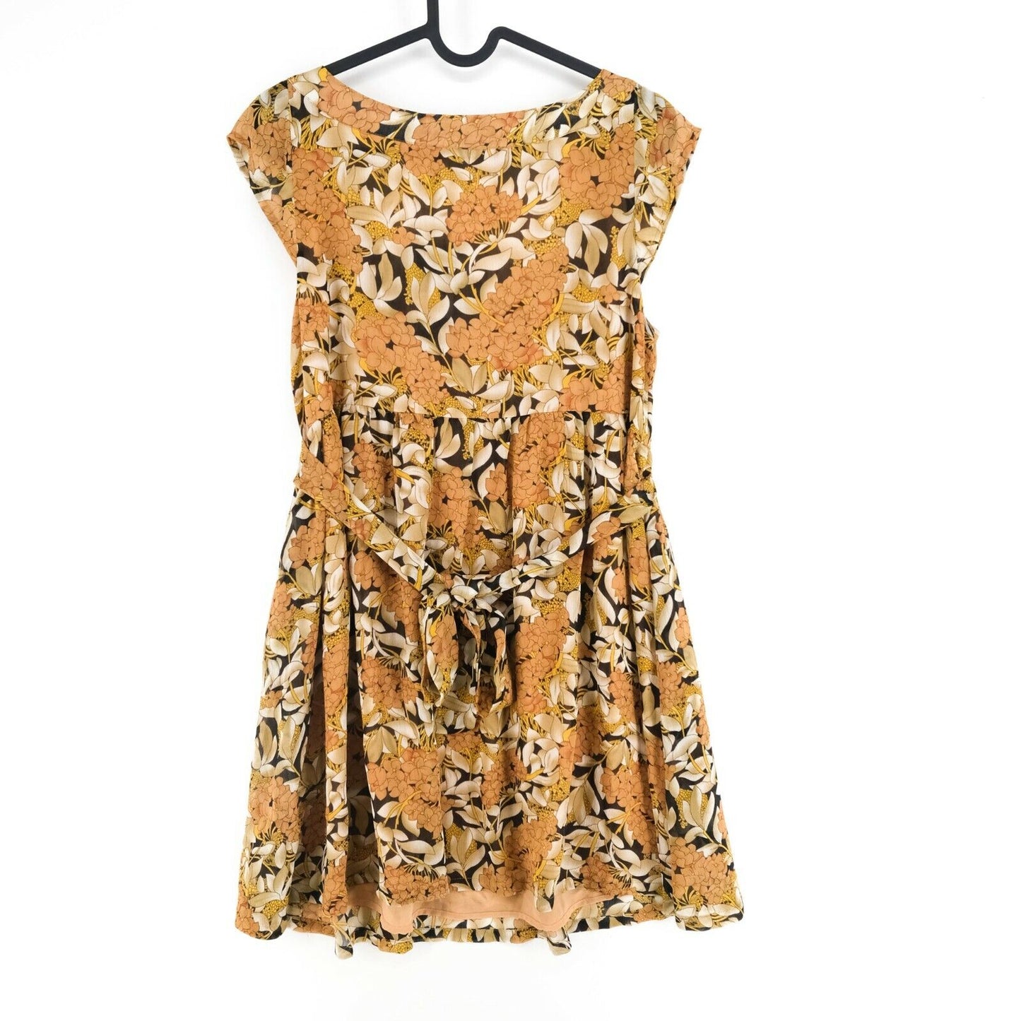 SUPERTRASH Yellow Crew Neck Floral Print A Line Flared Dress Size 36