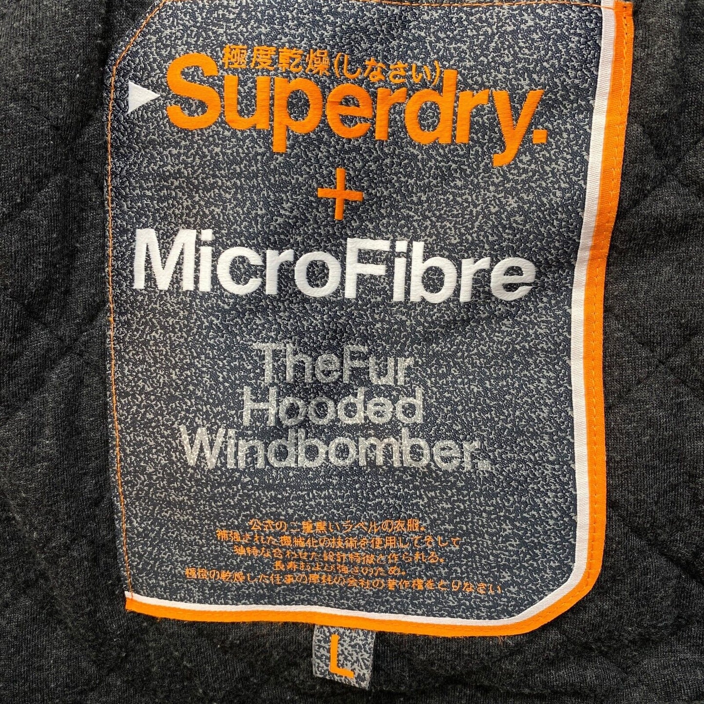 SUPERDRY Microfibre The Fur Hooded Black Cotton Blend Bomber Jacket Coat Size L