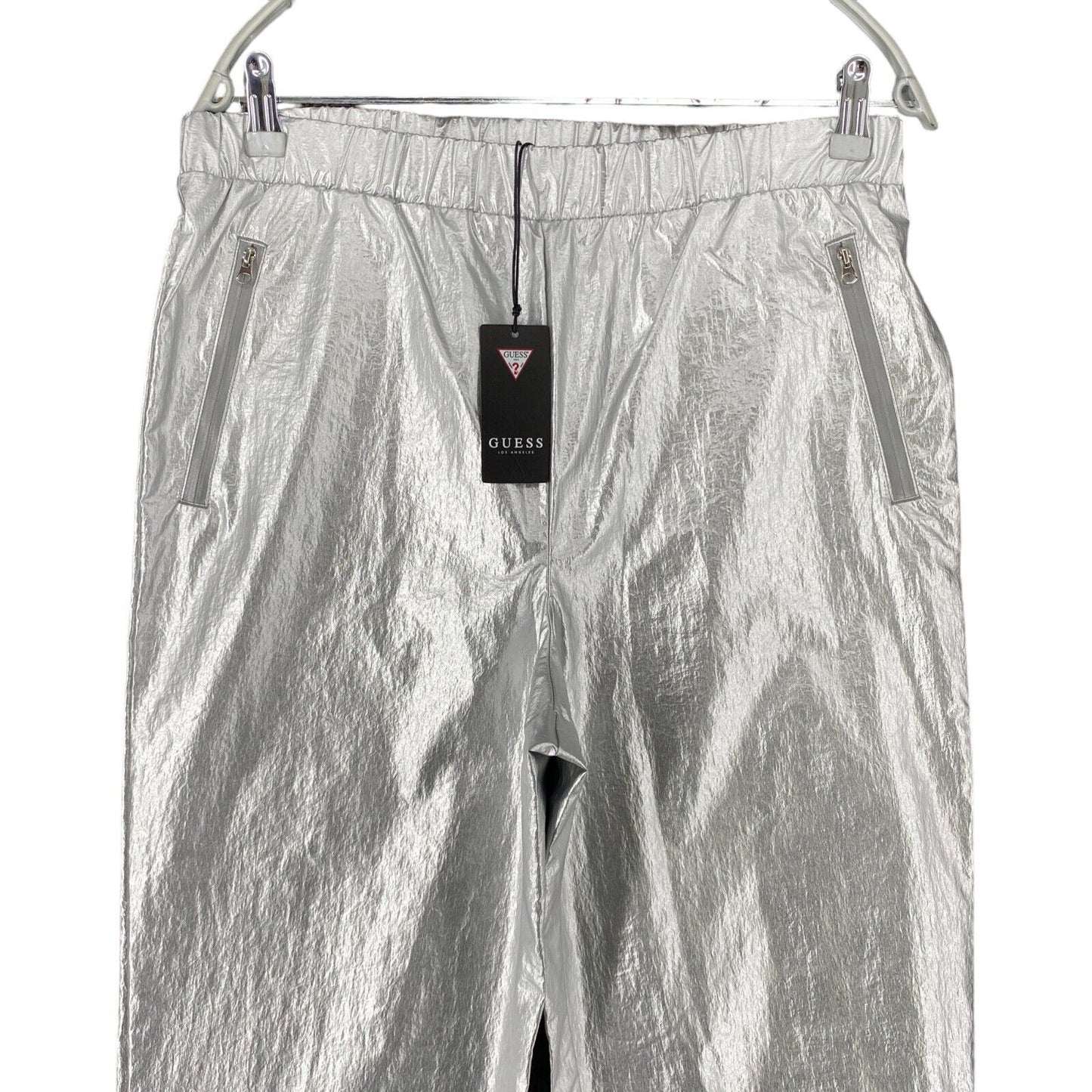 GUESS Women Silver Regular Tapered Fit Trousers Size M EUR 38 UK 8 W28