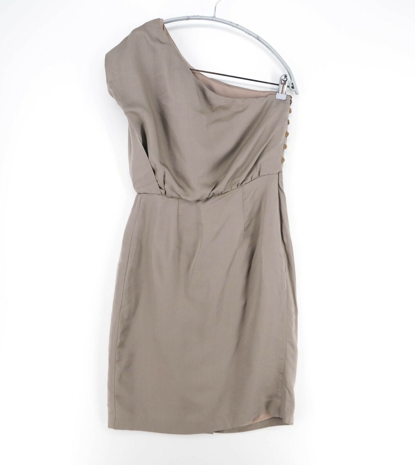 RRP €105 FRENCH CONNECTION Light Grey One Shoulder Dress Size 10 - S