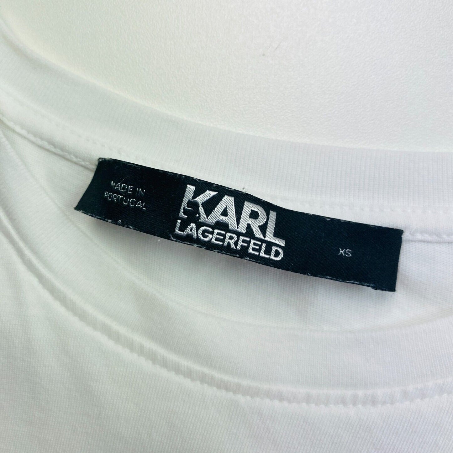 Karl Lagerfeld White Ikonik Karl Crew Neck T-Shirt Top Size XS