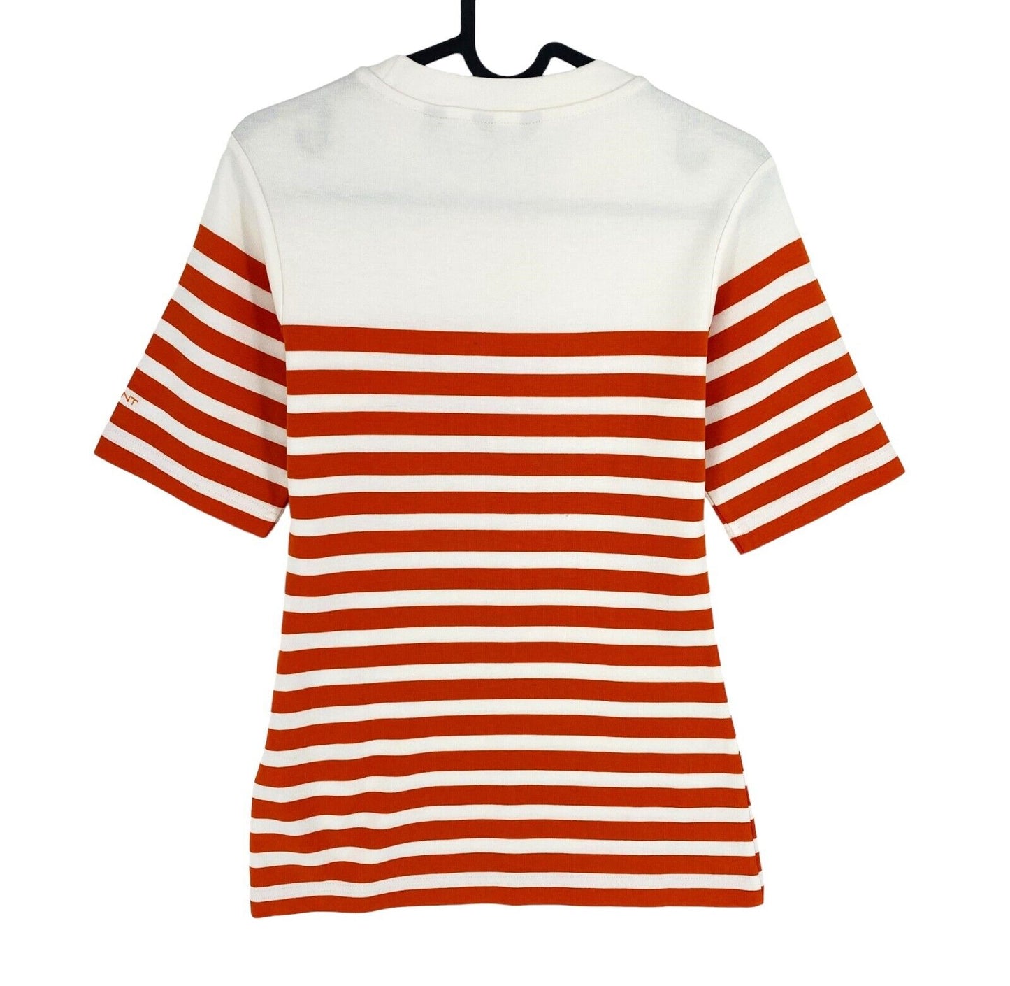 GANT Women Orange Striped SS Crew Neck T Shirt Size XS