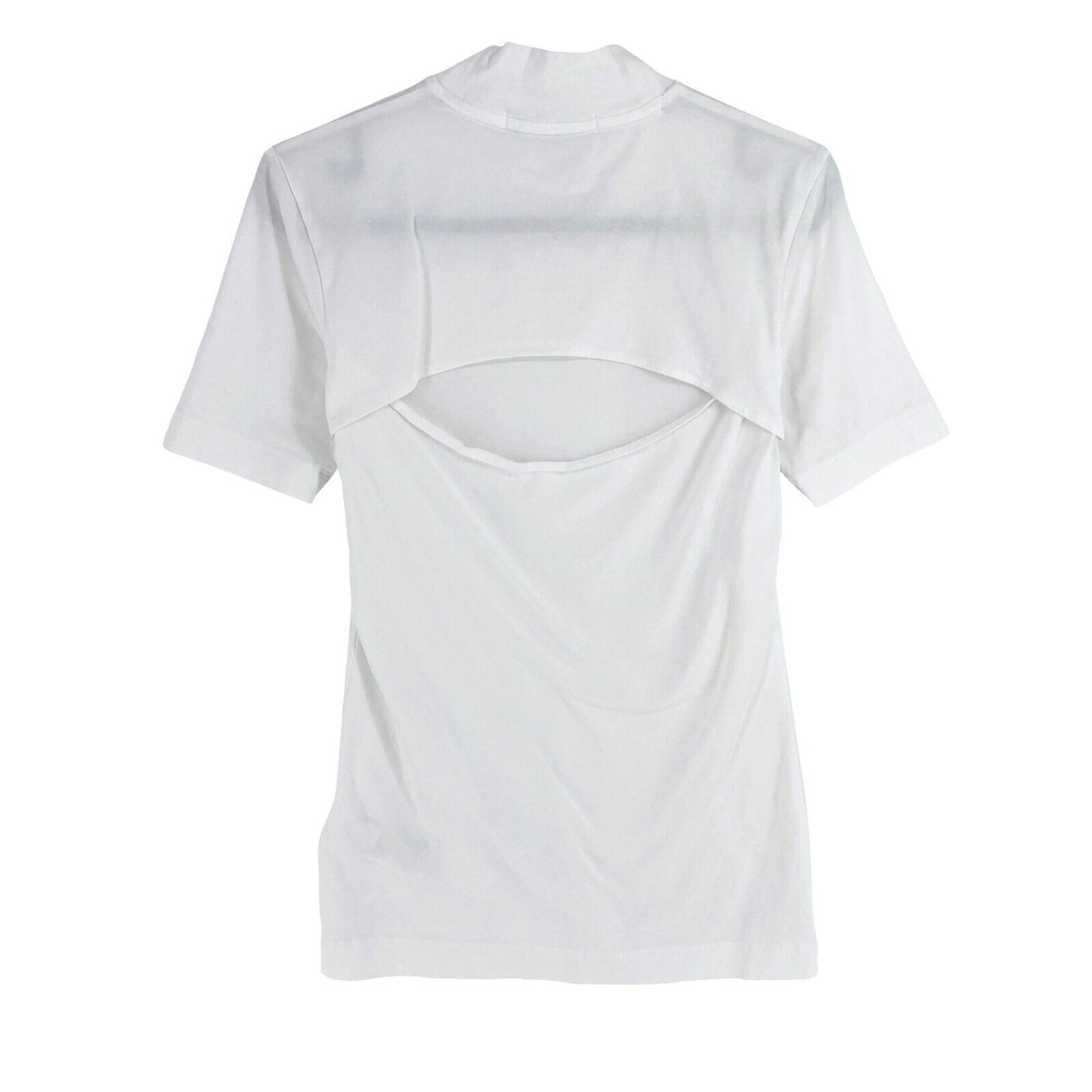 CALVIN KLEIN JEANS Women White Short Sleeves Mock Neck T-Shirt Size S