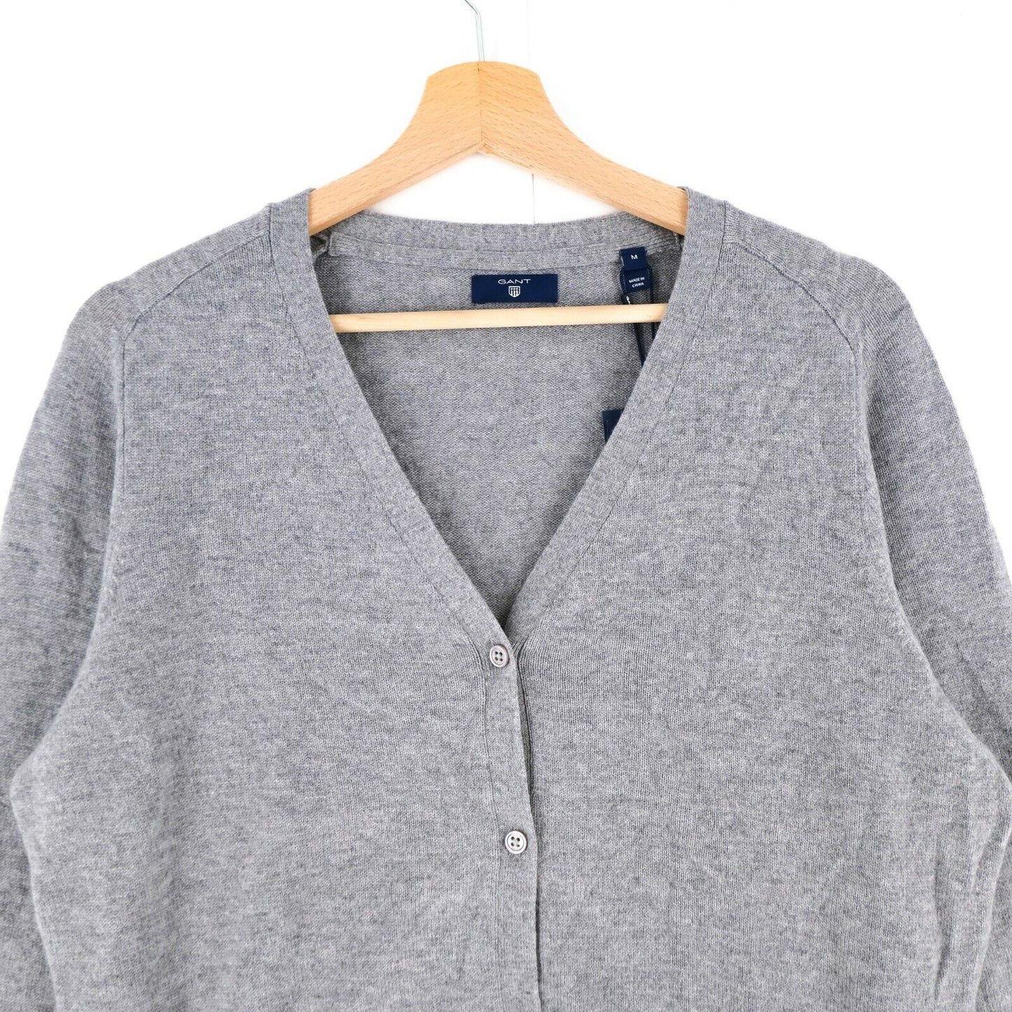 GANT Grey Merino Wool & Cashmere Blend Cardigan Jumper Size M