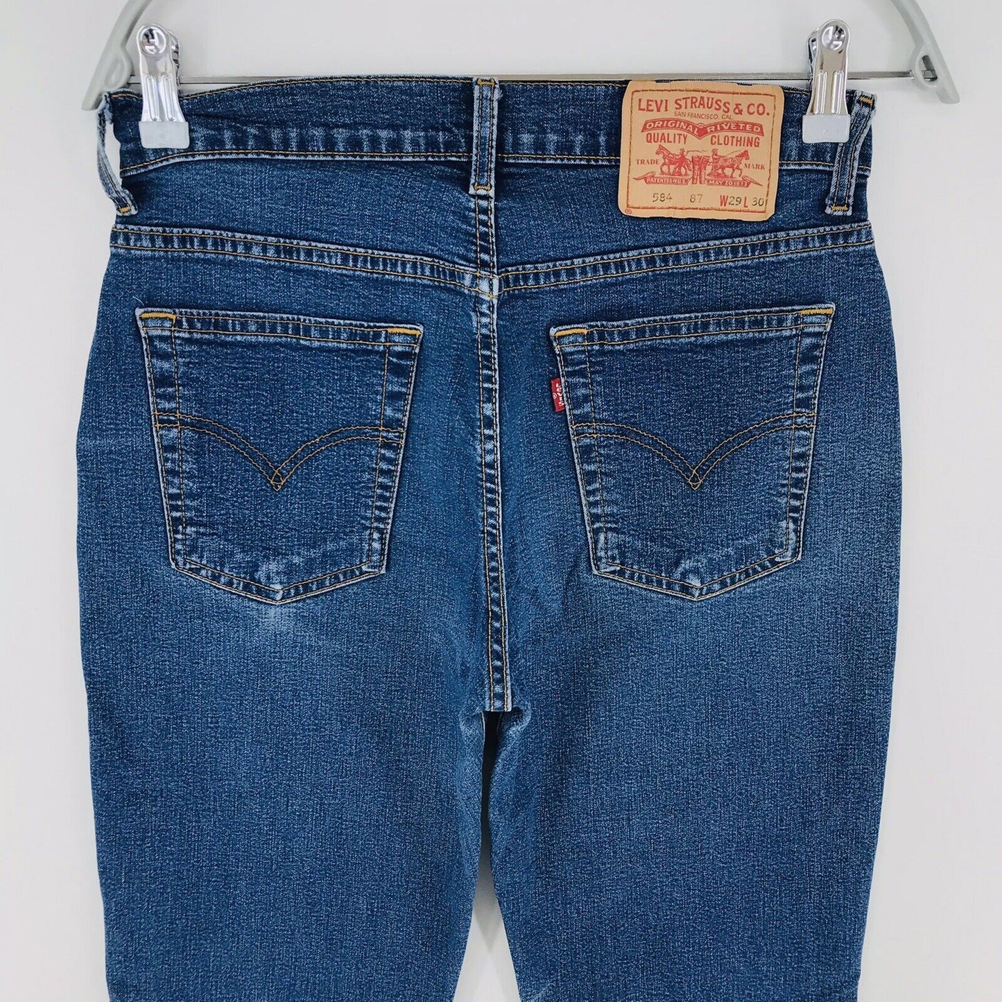 Vintage Levis 584 87 Damen Blau Stretch Regular Bootcut Fit Moms Jeans W29 L32