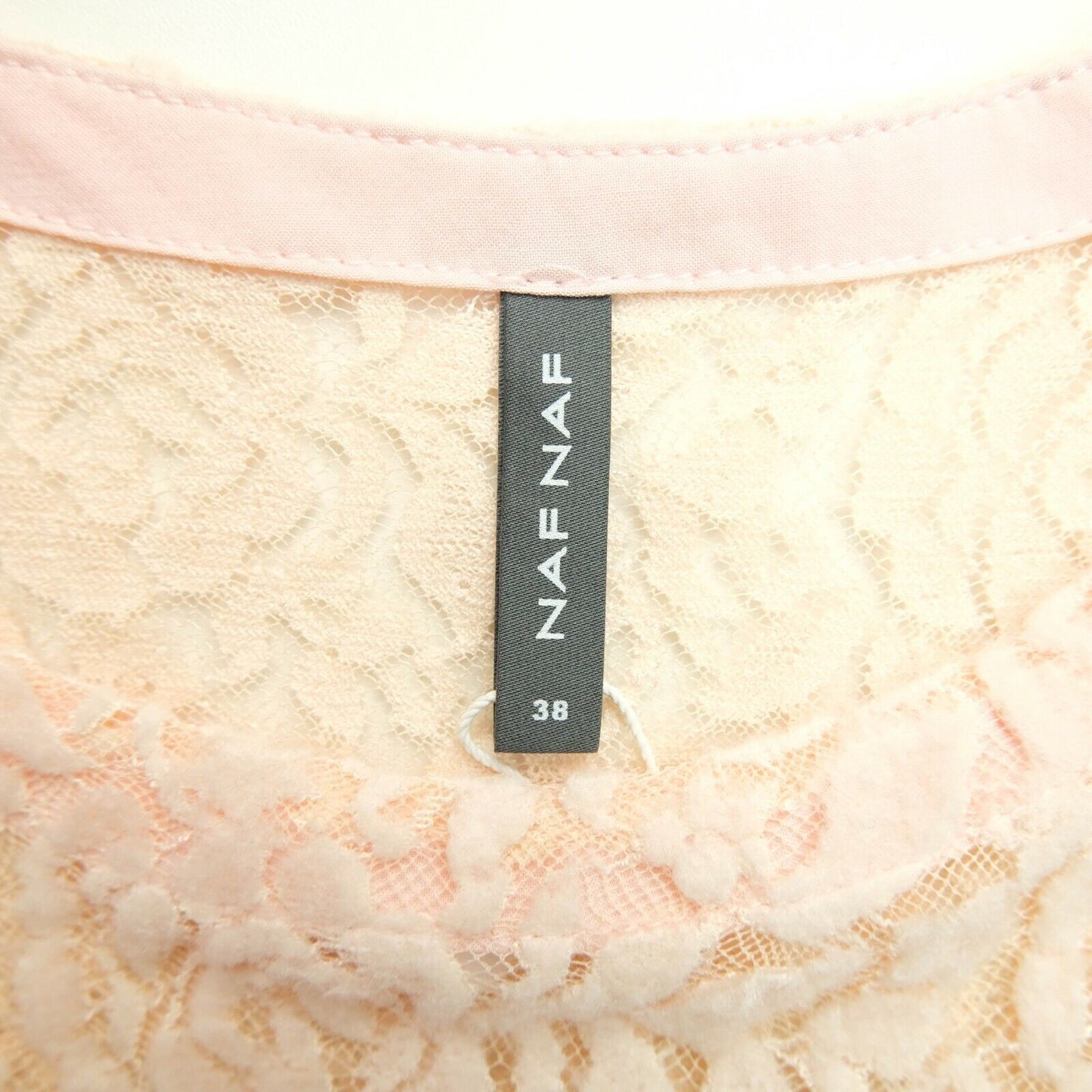 NAF NAF Light Pink Lace Crew Neck Blouse Size 38